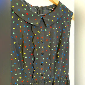 Three Ena Heart Dress Size Medium, Twee Style With Peter Pan Collar & Detail EUC